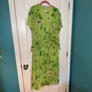 Lime Green Floral Summer Tank Dress With Tie-Front Top 16